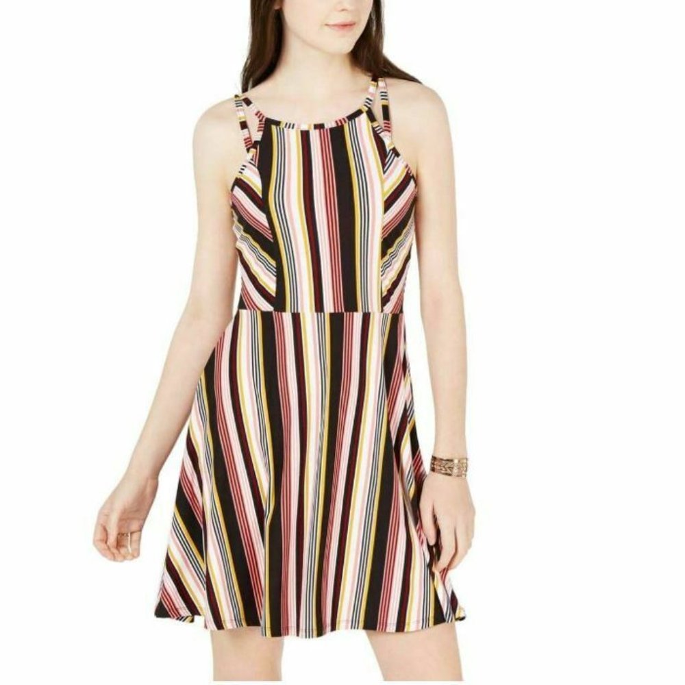Planet Gold Junior XS Coral Striped Dress NWT CI29